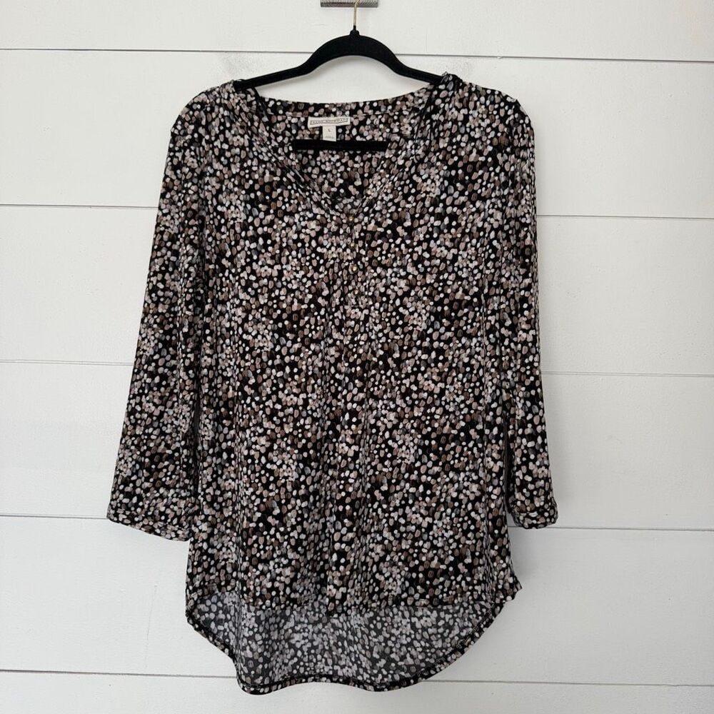 Dana Buchman Women’s Large Brown Patterned Top Blouse